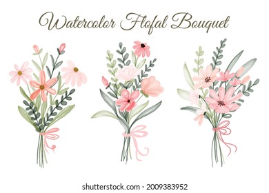 set of watercolor floral bouquet