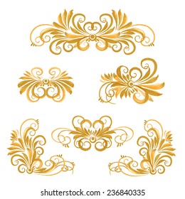 set of watercolor floral disign elements