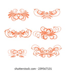 set of watercolor floral disign elements