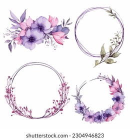 set of watercolor floral ring