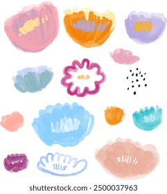set of watercolor flower element design for templates.