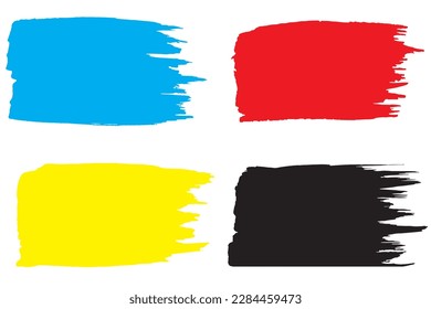 Conjunto de texturas de cuadros de acuarela. Plantas de acuarela vectorial sobre papel blanco, rojo, azul, amarillo, negro.