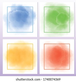 Set of watercolor frame in the white backdrop