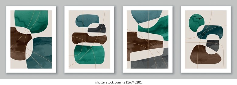 Set von Aquarellfarben, geometrischen Hintergründen. Design für Poster, Wanddekoration, Abdeckung. EPS10 Vektorvorlage.
