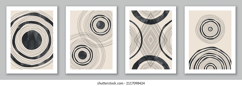 Set of watercolor, geometric backgrounds. Design for poster, wall decoration, cover. EPS10 vector template.