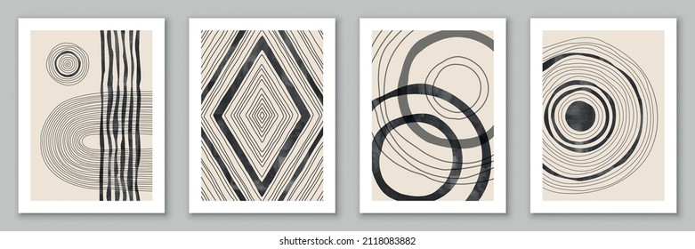Set of watercolor, geometric backgrounds. Design for poster, wall decoration, cover. EPS10 vector template.