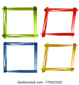 Set of watercolor grunge frames. Hand drawn watercolour vintage abstract color  textured brush strokes frames  isolated on white background