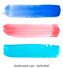 Set of watercolor hand drawn banners for your design. Vector illustration.