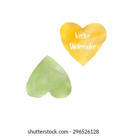 Set of watercolor hand painted vector hearts 