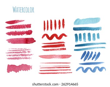 Set of watercolor hand-painted a brush. Vector illustration