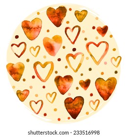 Set of watercolor hearts