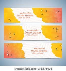 Set of watercolor horizontal backgrounds. Vector Illustration