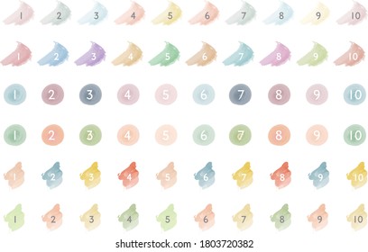 
Set of watercolor icons of numbers