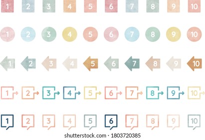 
Set of watercolor icons of numbers