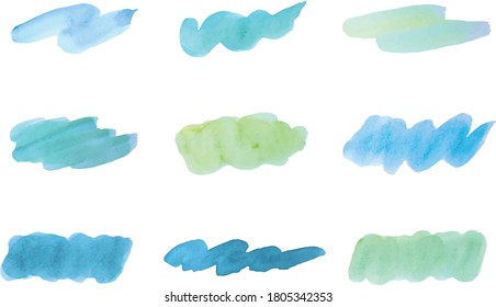 Set of watercolor illustrations of various background decoration