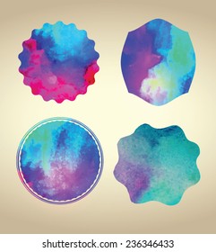 Set watercolor labels design elements.