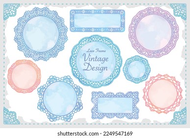 Set von Aquarellrahmen. Rund und um den Platz. Vektorgrafik.