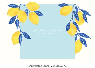 Conjunto de limões aquarela com folhas Padrão Fundo. Primavera, Verão. Cartão de verão com ramo de limão. Elementos de design de padrão aquarela com frutas cítricas