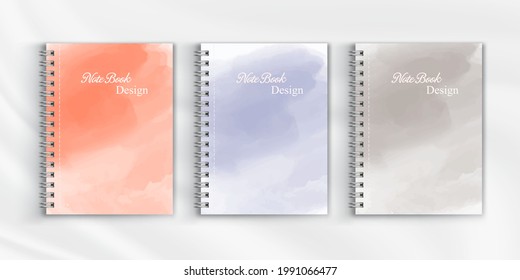    Conjunto de cobertura de bloc de notas de acuarela. Diseño de fondo para decorativo,revista,scrapbook, diary.Vector ilustración.Eps10