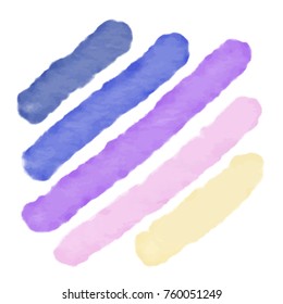 Set of watercolor paint on white background. Soft Sunset Watercolor Palette.