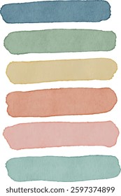 set of watercolor paint strokes, brushes, isolated	
