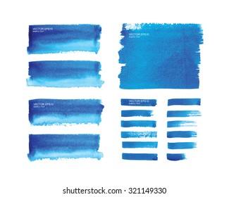 Set of watercolor painted strokes background. Vector vintage background for template and webpage design.