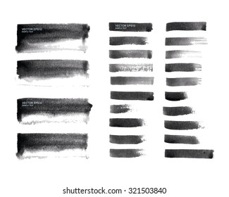 Set of watercolor painted strokes background. Vector vintage background for template and webpage design.