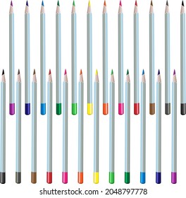 Un conjunto de lápices acuarelas de colores básicos. Los lápices para dibujar.