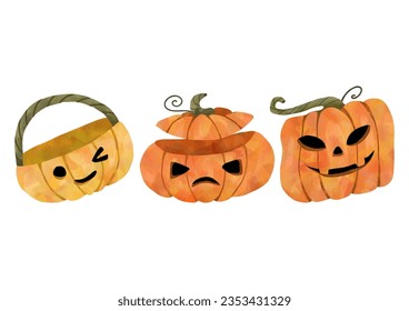 Set Watercolor Pumpkins 