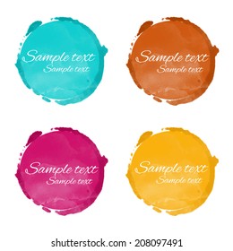 Set watercolor rainbow circle paint stains isolated on a white background. Art abstract. Frames. Space for text - vector 