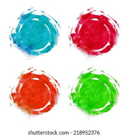 Set watercolor rainbow circle paint stains isolated on a white background. Art abstract. Frames. Space for text 