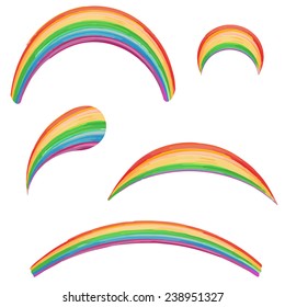 set of watercolor rainbow, vector illustration