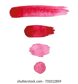 set of watercolor red brushes