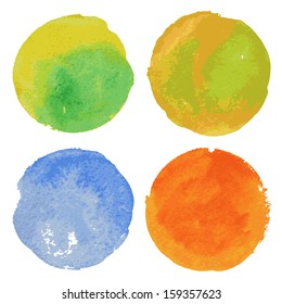 Set of watercolor round backgrounds. Vector templates.