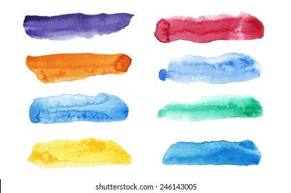 Set watercolor smears. Vector illustration.