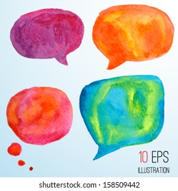 Set of watercolor speech bubbles