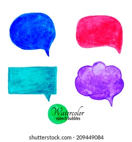 Set of watercolor speech bubbles. 