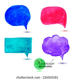Set of watercolor speech bubbles.