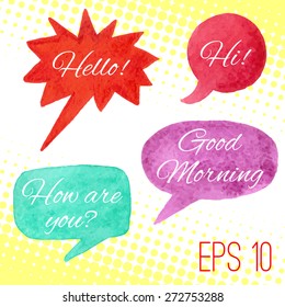 Set of watercolor speech bubbles