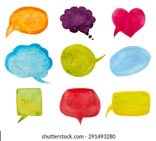 set of watercolor speech bubbles. vector illustration