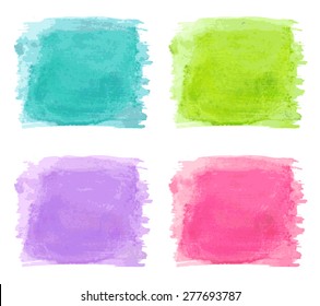set of watercolor splash as design elements on white