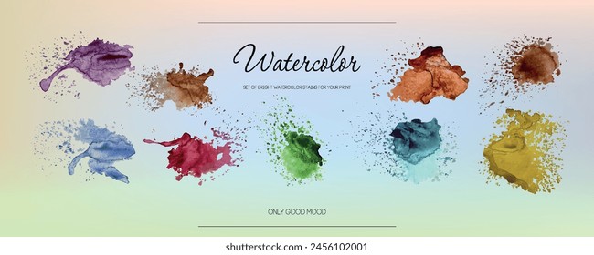 A set of watercolor splashes in vector format.


