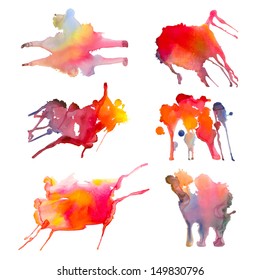 Set watercolor spots - vector