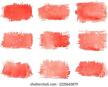 Set of watercolor stain, brush, spot, blotch, spray isolated on white background

