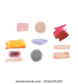Set of watercolor stain. Spots on a white background. Watercolor texture with brush strokes. Gradients with overlay.