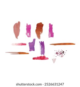 Set of watercolor stain. Spots on a white background. Watercolor texture with brush strokes. Gradients with overlay.