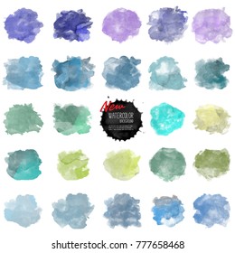 Set of watercolor stain. Vector watercolor background. Real watercolor texture. Watercolor splashes and dots texture. Artistic hand drawn background.