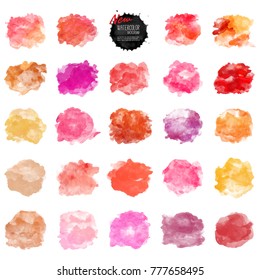 Set of watercolor stain. Vector watercolor background. Real watercolor texture. Watercolor splashes and dots texture. Artistic hand drawn background.