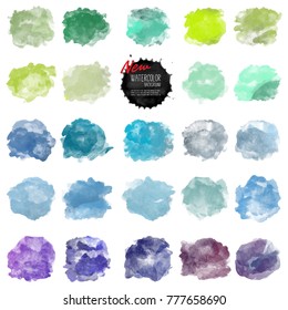 Set of watercolor stain. Vector watercolor background. Real watercolor texture. Watercolor splashes and dots texture. Artistic hand drawn background.