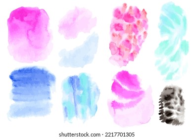 set of watercolor stains on white background vector
